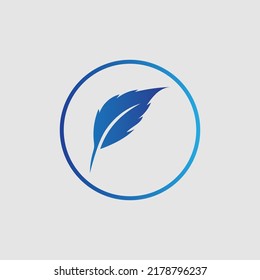 logo of feather vector illustration design on gray background