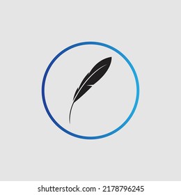 logo of feather vector illustration design on gray background