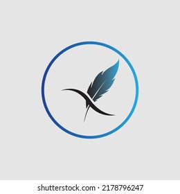 logo of feather vector illustration design on gray background