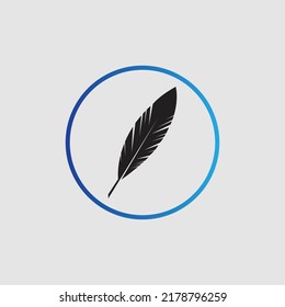 logo of feather vector illustration design on gray background