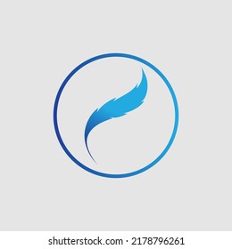 logo of feather vector illustration design on gray background