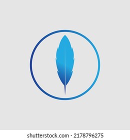 logotipo de diseño de ilustración de plumas vectoriales en fondo gris