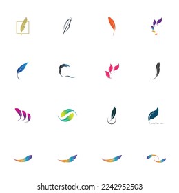 logo of feather vector illustration design on white background