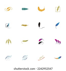 logotipo de diseño de ilustración de plumas vectoriales sobre fondo blanco