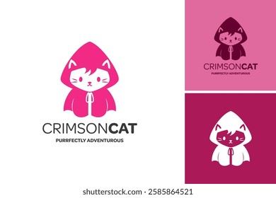 The logo features an adorable cat in a red hood, symbolizing playfulness and a sense of adventure. Ideal for a children's brand, pet store, or entertainment company. EPS Layered File