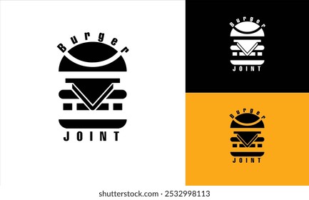 The logo features a burger icon with “Burger” on top and “Joint” below, symbolizing deliciousness and community, perfect for a vibrant, modern fast food brand