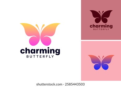 The logo features a charming butterfly with a gradient design, symbolizing beauty and transformation. Ideal for a beauty or wellness brand, it conveys elegance and a sense of renewal. EPS Layered File