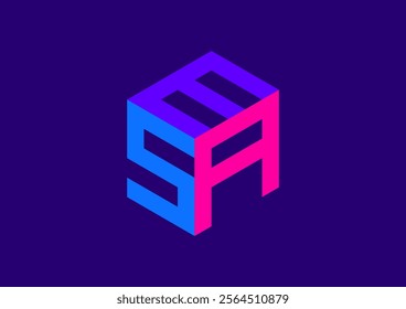The logo features a cube-shaped design with three letters forming its sides. The letters are "S", "E", and "A". The "S" is blue, the "E" is purple, and the "A" is pink.