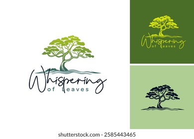 The logo features a graceful tree with flowing leaves, symbolizing nature's tranquility and connection. Ideal for a wellness or eco-friendly business. EPS Layered File