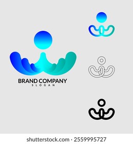 The logo features a gradient blue circle with wave-like shapes below it, transitioning from dark to light blue. The design conveys fluidity and balance, representing water or harm