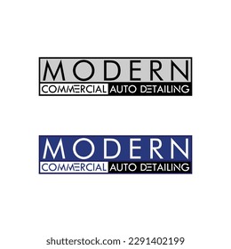 The logo features the initials in a bold and modern sans-serif font. The letters are all capitalized and evenly spaced, with modern  being slightly larger than The auto commercial detailing 
