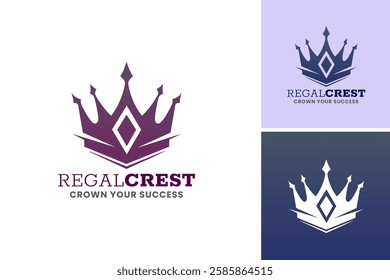 The logo features a majestic crown, symbolizing achievement, leadership, and excellence. Ideal for a luxury brand or executive service. EPS Layered File