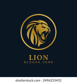 El logo presenta un majestuoso león dorado. La expresión rugiente del león enfatiza su poder y majestuosidad. Este logotipo es ideal para las marcas que quieren transmitir autoridad, lujo y liderazgo.