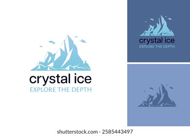 The logo features majestic ice formations, symbolizing clarity and exploration. Ideal for an adventure or travel company, invites customers to discover the beauty of icy landscapes. EPS Layered File
