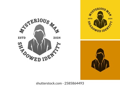 The logo features a mysterious figure in a hoodie, symbolizing anonymity and intrigue. Ideal for a tech or security brand, it conveys a sense of protection and modernity. EPS Layered File