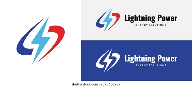 The logo features a power symbol combined with a rotational motion, representing energy, movement, and continuous flow. The use of a lightning bolt emphasizes electricity and power solutions.