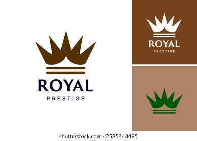 The logo features a regal crown, symbolizing luxury and excellence. Ideal for a high-end brand or service, it conveys a sense of prestige and sophistication. EPS Layered File