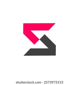 The logo features a sharp, angular design with a prominent pink shape pointing upwards latter S