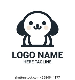 The logo features a simple and cute illustration of a dog with a round head, floppy ears, and a small body. The overall design is minimalistic and cheerful, making it appealing and suitable for a bran