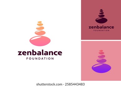 The logo features stacked stones, symbolizing balance and tranquility. Ideal for a wellness or mindfulness organization, it conveys harmony and a commitment to inner peace. EPS Layered File