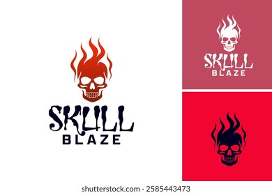 The logo features a striking skull with flames. Ideal for a brand in the extreme sports or tattoo industry, it conveys a sense of adventure and rebellion. EPS Layered File