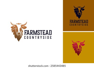 The logo features a strong bull's head, symbolizing the essence of farm life and countryside values. Ideal for an agricultural business, it conveys quality and authenticity. EPS Layered File