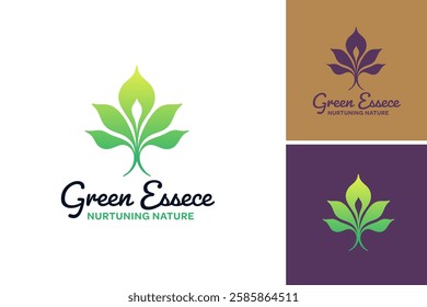 The logo features a stylized green leaf, symbolizing growth and sustainability. Ideal for an eco-friendly or wellness brand, it conveys a commitment to nature and health. EPS Layered File