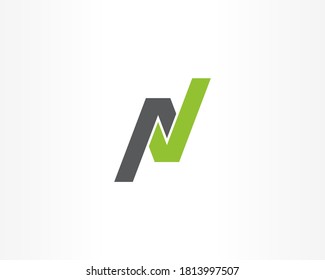 The logo features a stylized letter "N" formed by two overlapping diagonal shapes, one in dark gray and the other in bright green. N LOGO