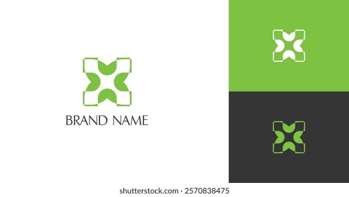 The logo features a stylized letter "X" formed by interlocking green shapes, resembling leaves or petals. The logo's design suggests a focus on nature, ecology, or environmental sustainability 