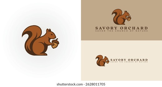 The logo features a stylized squirrel with a pine nut, representing a food and beverage brand focused on quality nut-based and natural products, appealing to health-conscious consumers.