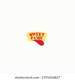 The logo features the words “SWEET CANDY” in a cheerful font, reflecting a sweet impression. Below the words is an image of a protruding tongue, adding to the tempting impression. 