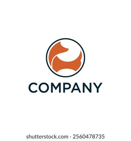 logo featuring an abstract orange design within a circle