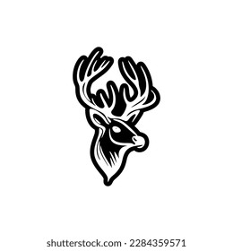 Vector logo featuring black and white deer illustration.