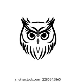 ﻿Owl logo featuring black and white vector illustration.