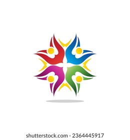 A logo featuring a circle of people holding hands, symbolizing unity, teamwork, and community. Suitable for organizations promoting collaboration, inclusivity, and togetherness.