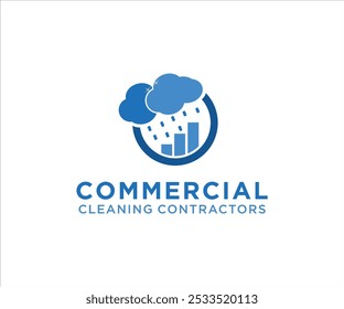 A logo featuring clouds and rain, symbolizing commercial cleaning services.