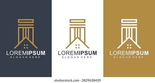 A logo featuring a column icon