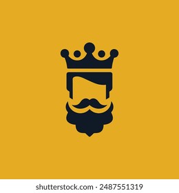  Logo con corona y bigote en negro y amarillo.