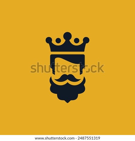  Logo featuring a crown and mustache in black and yellow.