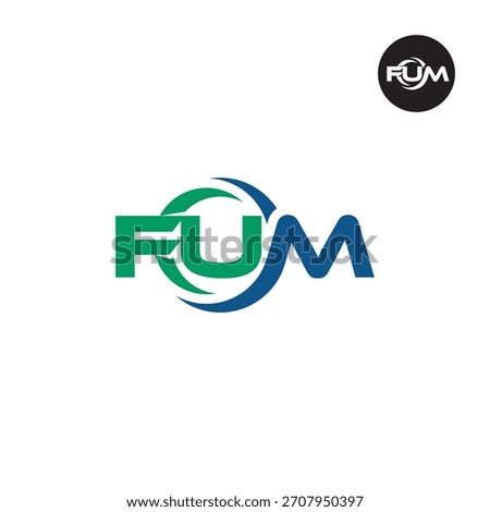 A logo featuring the elements of the FUM, designed in a modern style. The logo is crafted to work seamlessly across all media—print, digital, color variations, and backgrounds—even at small sizes. Foto stock © 