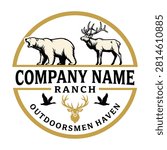 Logo featuring elk bear antlers birds for outdoorsmen haven company