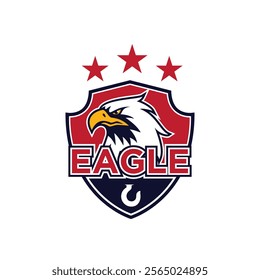 A logo featuring a fierce eagle head inside a shield with three red stars above and the word 'EAGLE' prominently displayed below.