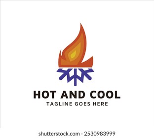 Logo featuring a flame and snowflake, symbolizing heat and coolness for a business.