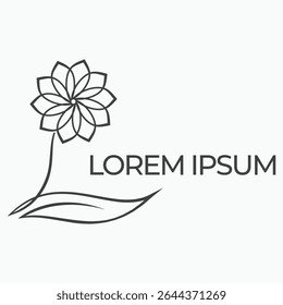 A logo featuring a flower symbolizing growth beauty and harmony with simple yet elegant petals radiating outward creating a sense of balance and freshness.