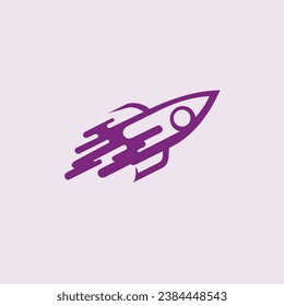 A logo featuring a flying rocket blasting off with a trail designed in a creative and unique style.