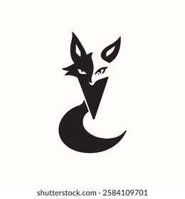 Logo featuring a fox black and white