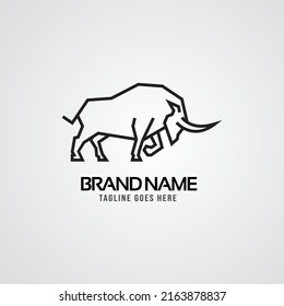 a logo featuring a gallant bull, using a strong line style. show the company's passion and toughness to achieve success
