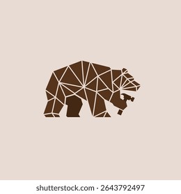 A logo featuring a geometric low poly bear holding a hammer. Ideal for businesses related to construction.
