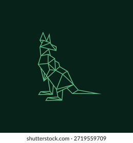 A logo featuring a geometric polygonal kangaroo created as line art with lines.