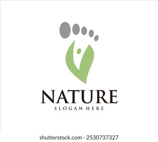 Logo featuring a green footprint design symbolizing nature and sustainability.
